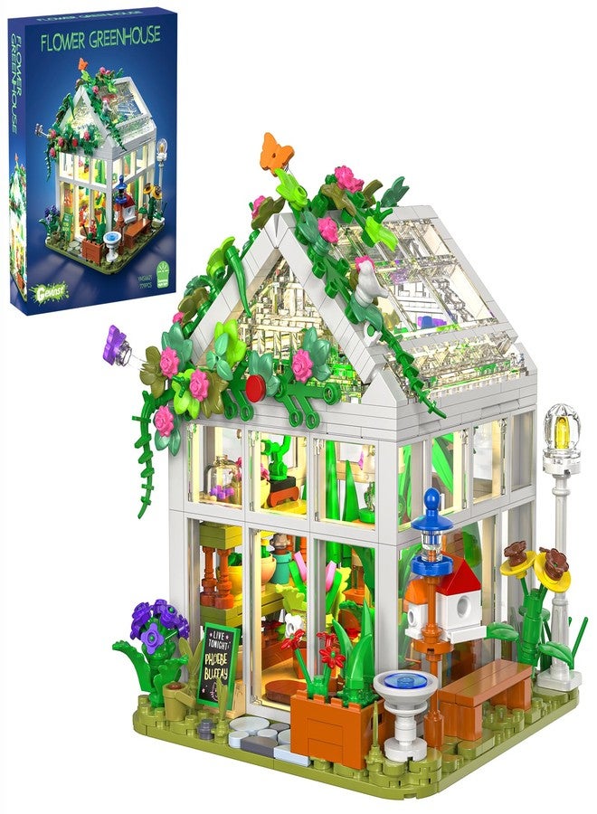 GEVINST Flower House Set for Adults Building Sets with Led Light, for Home Display Decoration, Greenhouse Model Kit, Xmas Gifts for Adults Teens Girls Friends Ages 8+ (779 Pieces) - Image 1